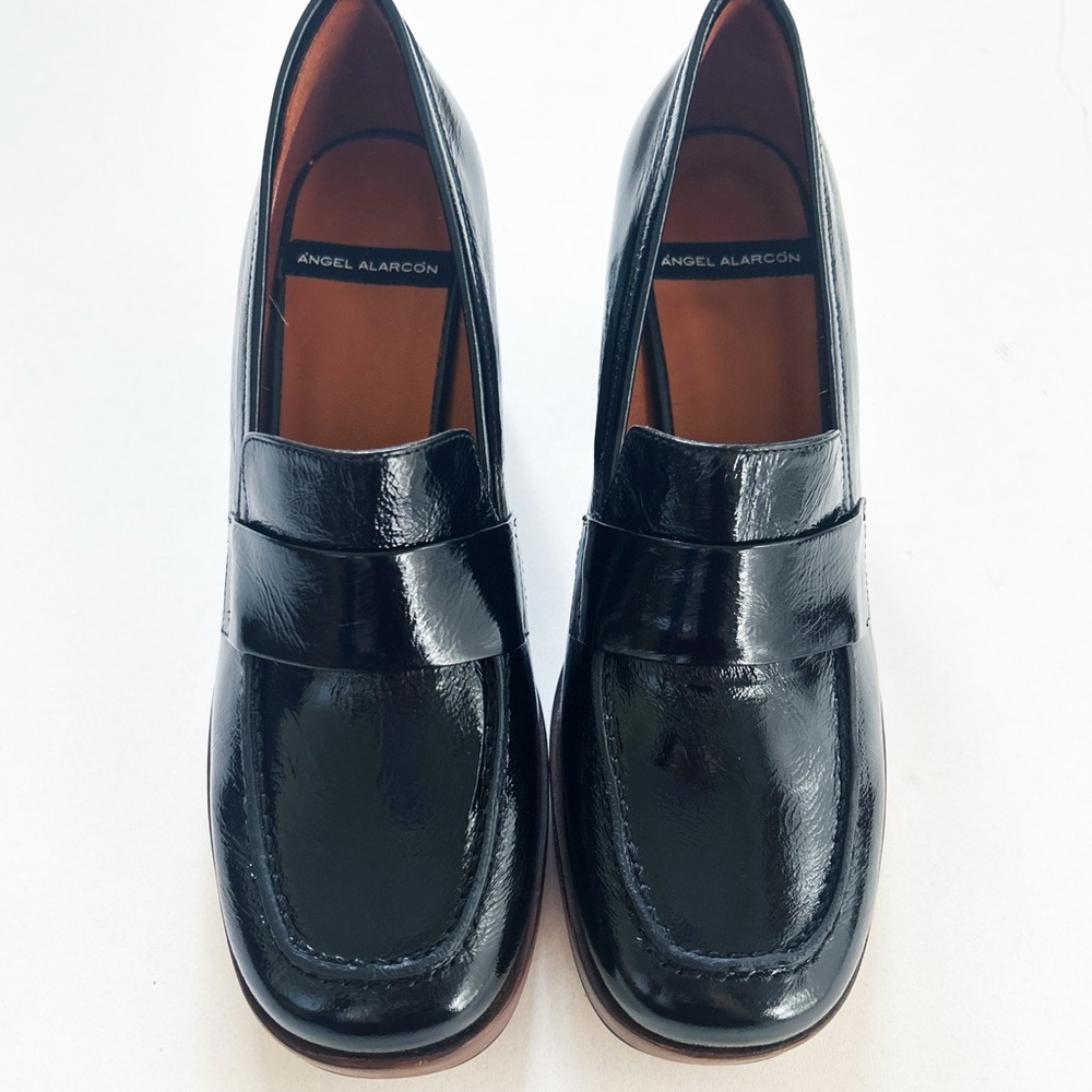 NWOB Angel Alarcon Gadea Genuine Patent Leather Block Heel Loafers - Picture 5 of 7